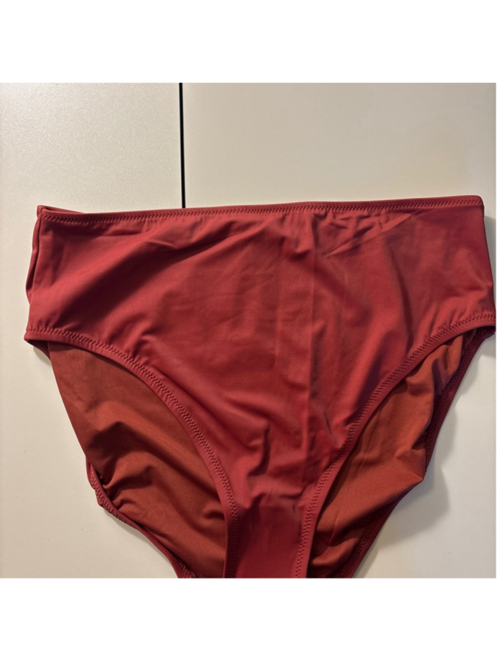 NWT Amazon Essentials Brick Red High Waist Bikini Bottom UPF 50+ - Size L